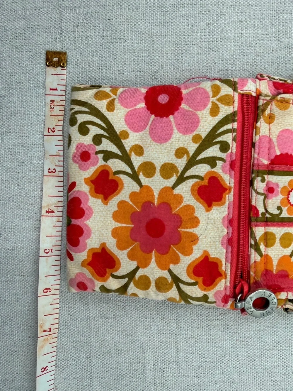 Vera Bradley Floral Crossbody Wallet Bag - Pink & Olive